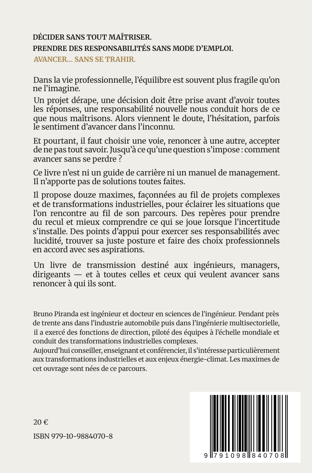 Quatrième de couverture du livre